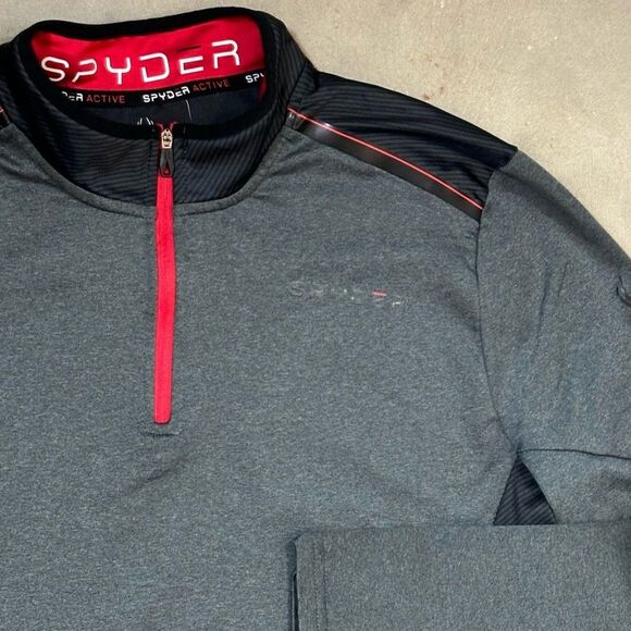 Spyder Active ProWeb Mens Large 1/4 Zip Pullover Jacket Sweatshirt Performance - Picture 2 of 9